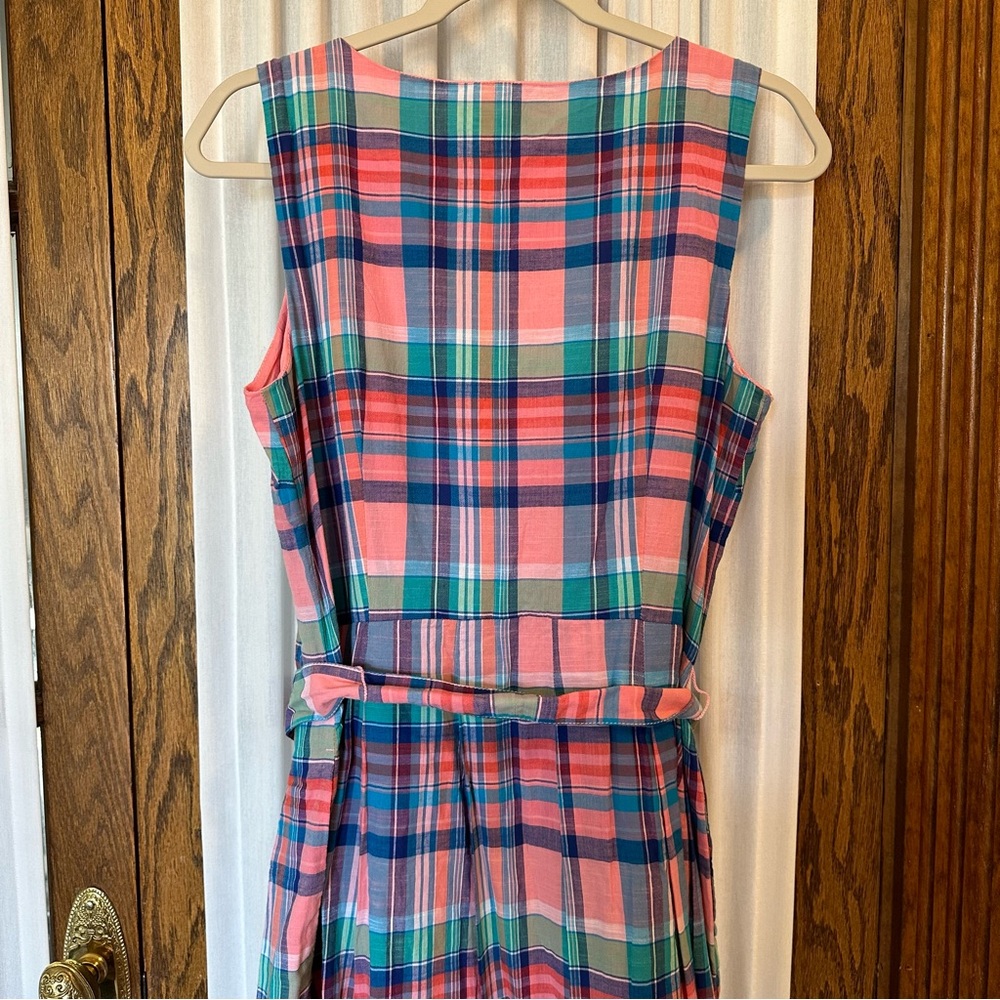 Talbots Pink & Blue Madras Plaid Sleeveless Dress - Picture 9 of 16